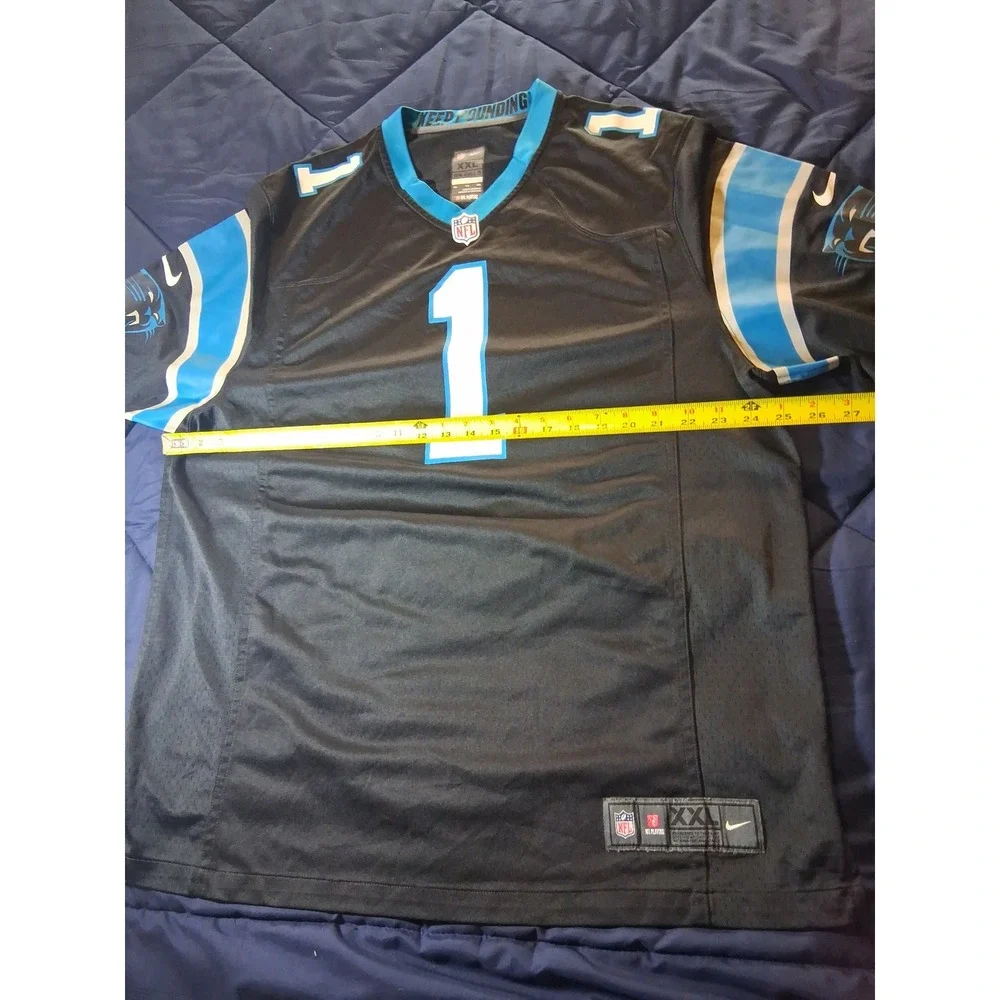 Nike Carolina Panthers Cam Newton 1 NFL Jersey Mens XXL Black On Field